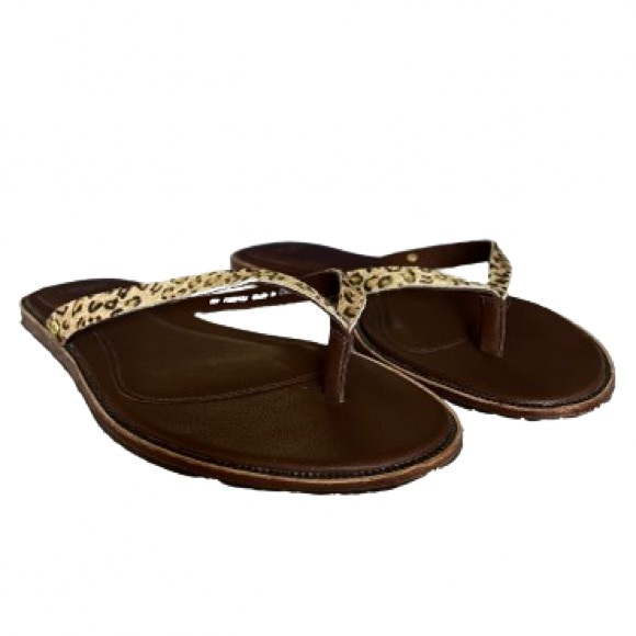 UGG Sandals Cheetah Leopard Print Calf Hair Leather Flip Flops Size 9 - Picture 2 of 6